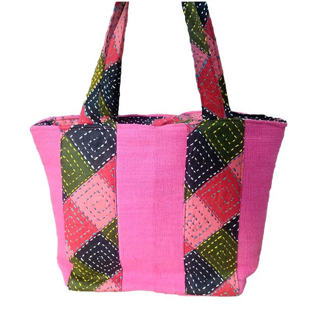 College Ladies Bag | Jute with Patchwork Design | Karujog
