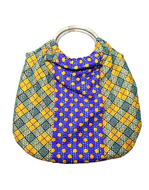 Nakshi Kantha Hand Embroidered Cotton Bag with Cane Handle - Bags for Girls by Karujog