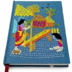 Dheki Motif Nakshi Hand Embroidered Blue Fabric Diary Notebook - Birthday Gift for Wife by Karujog