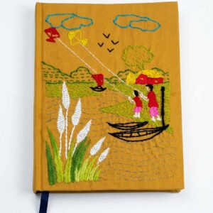 Handcrafted Yellow Fabric Cover Notebook with Kashful Embroidery - Buy Notebooks Online bd at Karujog