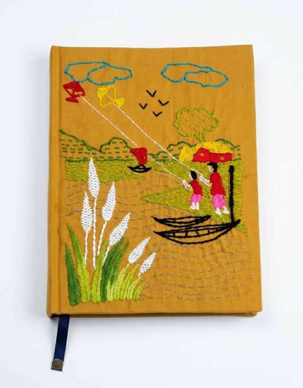Handcrafted Yellow Fabric Cover Notebook with Kashful Embroidery - Buy Notebooks Online bd at Karujog